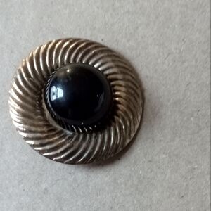Waist Shirt Clip-On Cabochon Onyx Brooch. Late 1800s - Early 1900s